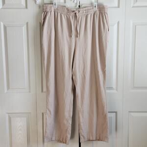 Naturals D&Co Women's Tan Linen Blend Pants Size 2XT Pockets Drawstring Neutral